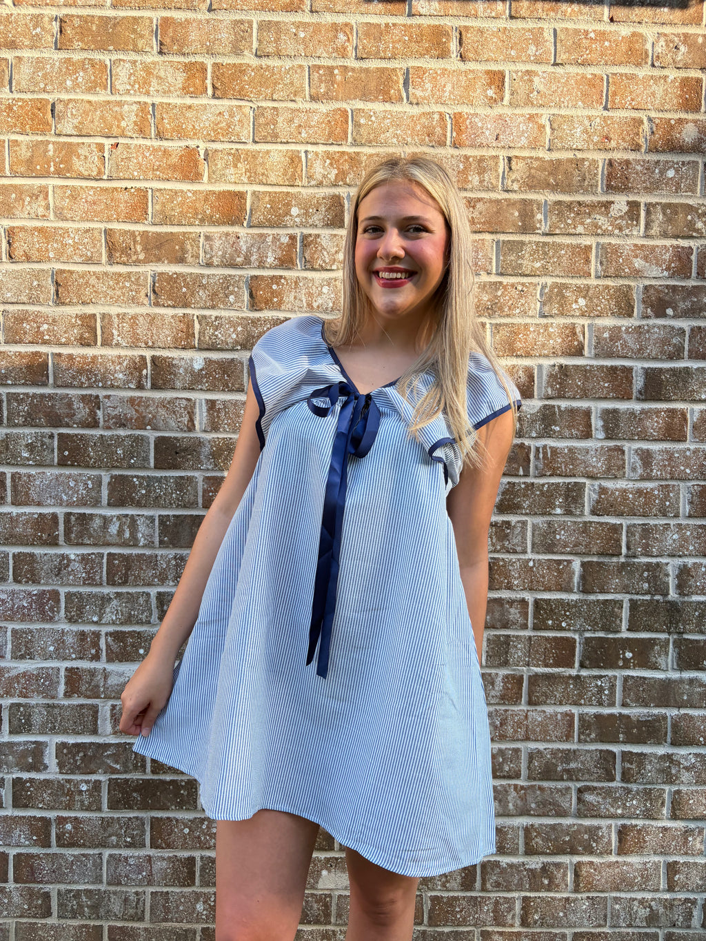 Blue Strip Mini Dress