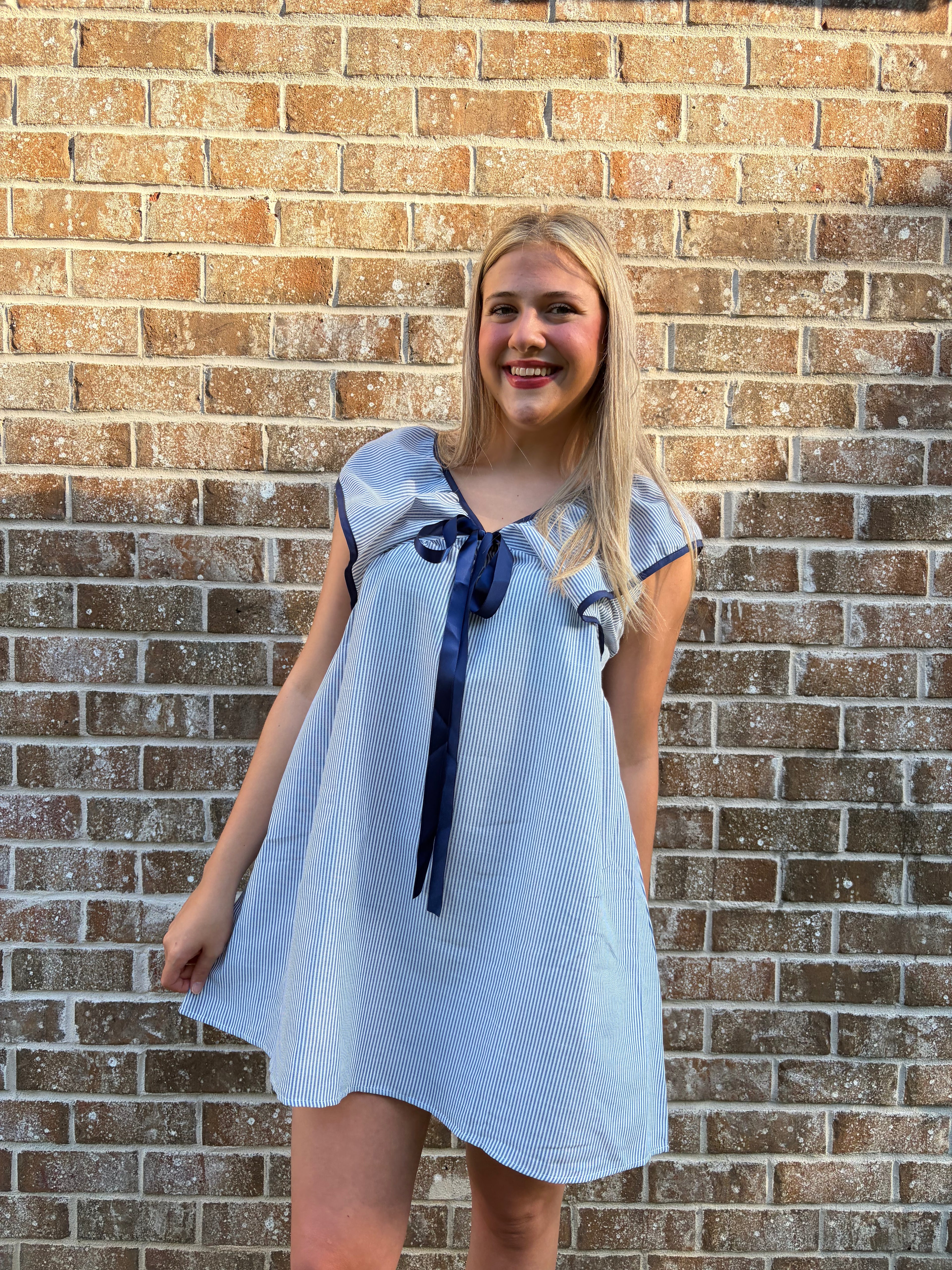 Blue Strip Mini Dress