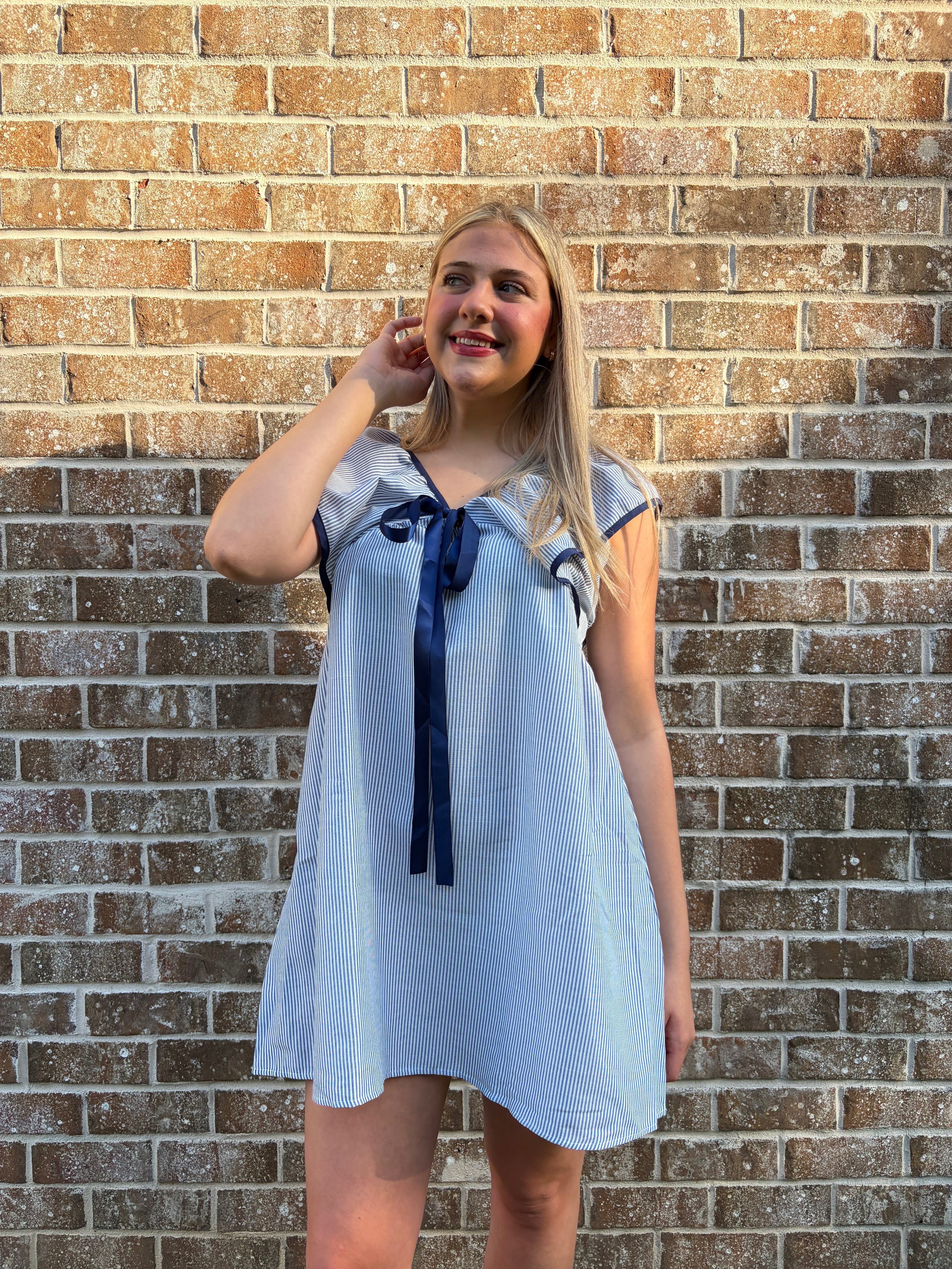 Blue Strip Mini Dress
